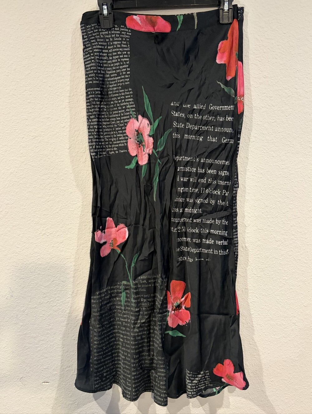 NEW Desigual Womens Floral Book Newspaper Graphic Printed Maxi Skirt Size Medium